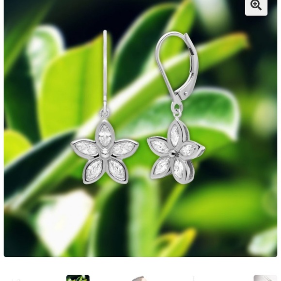 Kaimana Plumeria Leverback Earrings in Sterling Silver, 2.00ct - Picture 2 of 6
